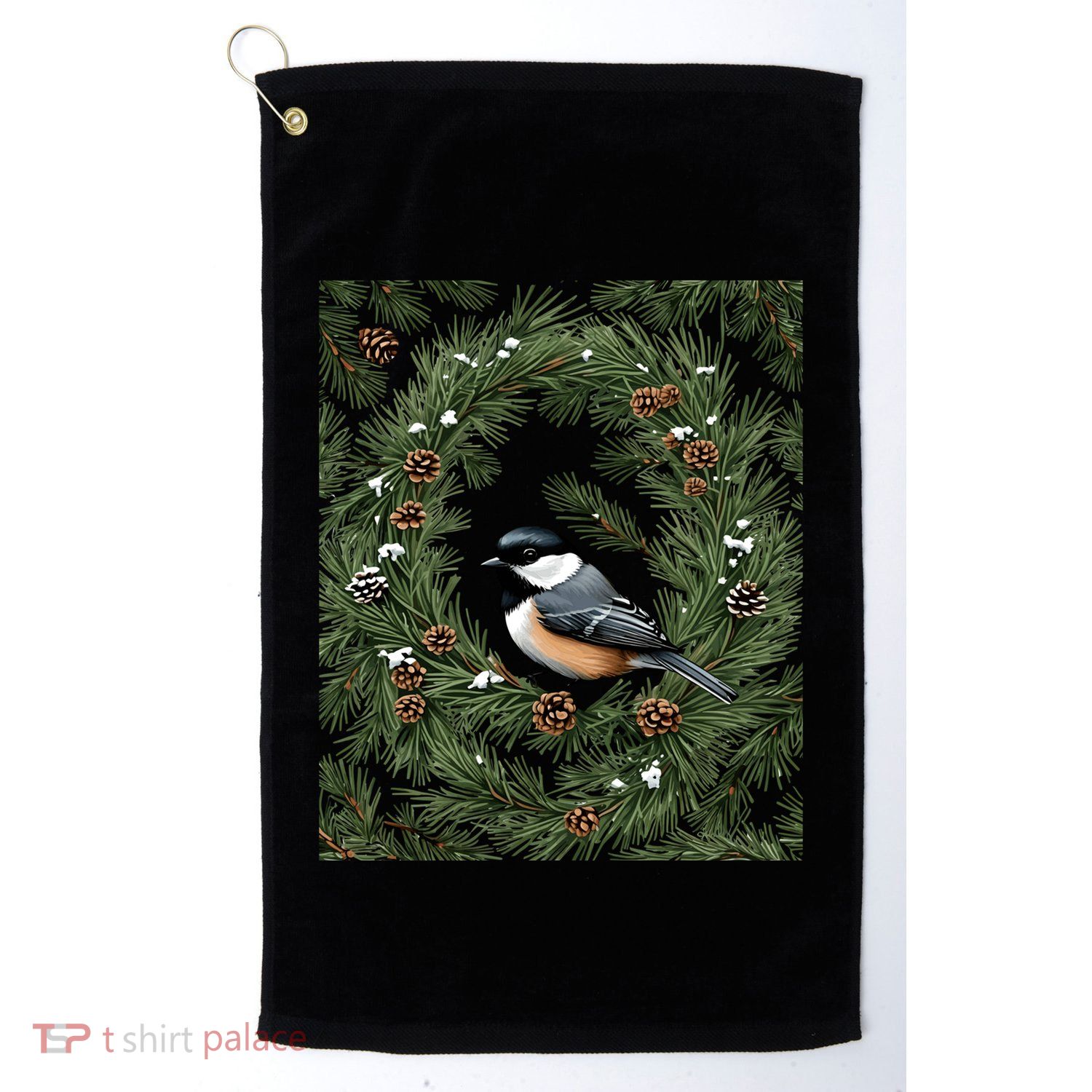 Maine Black Capped Chickadee With Pine Funny Gift Golf Towel