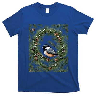 Maine Black Capped Chickadee With Pine Funny Gift T-Shirt