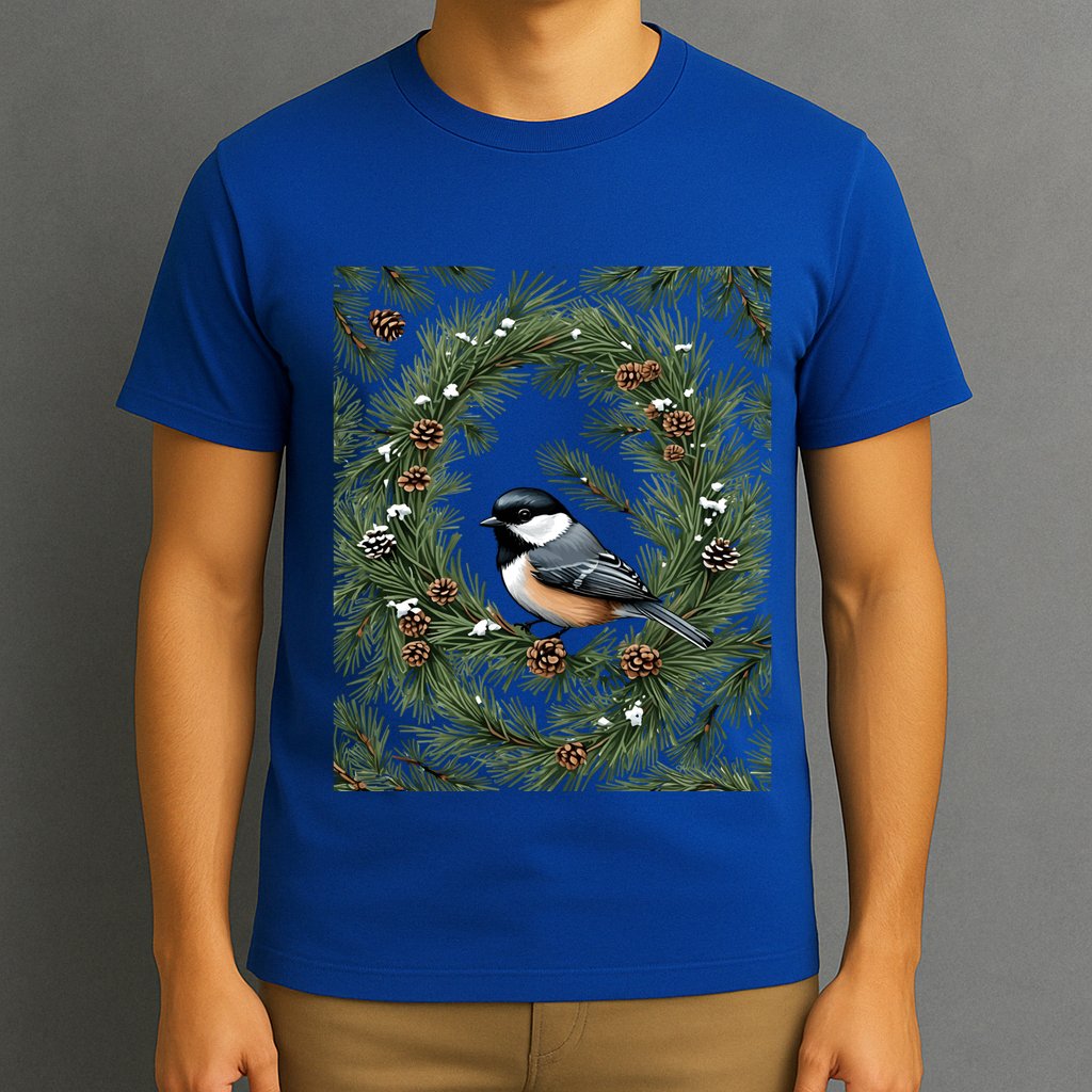 Maine Black Capped Chickadee With Pine Funny Gift T-Shirt