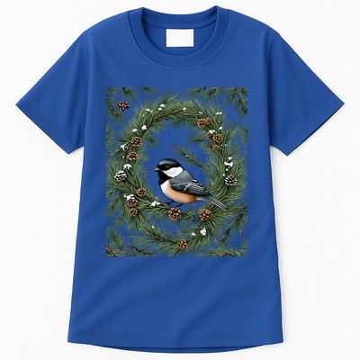 Maine Black Capped Chickadee With Pine Funny Gift Tall T-Shirt