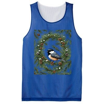 Maine Black Capped Chickadee With Pine Funny Gift Mesh Reversible Basketball Jersey Tank