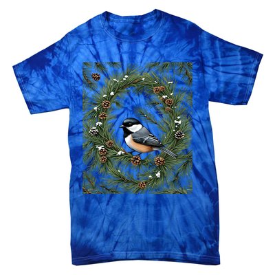 Maine Black Capped Chickadee With Pine Funny Gift Tie-Dye T-Shirt