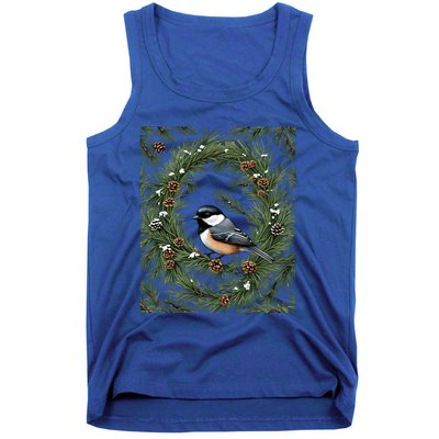 Maine Black Capped Chickadee With Pine Funny Gift Tank Top