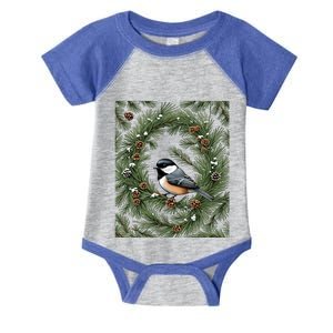 Maine Black Capped Chickadee With Pine Funny Gift Infant Baby Jersey Bodysuit