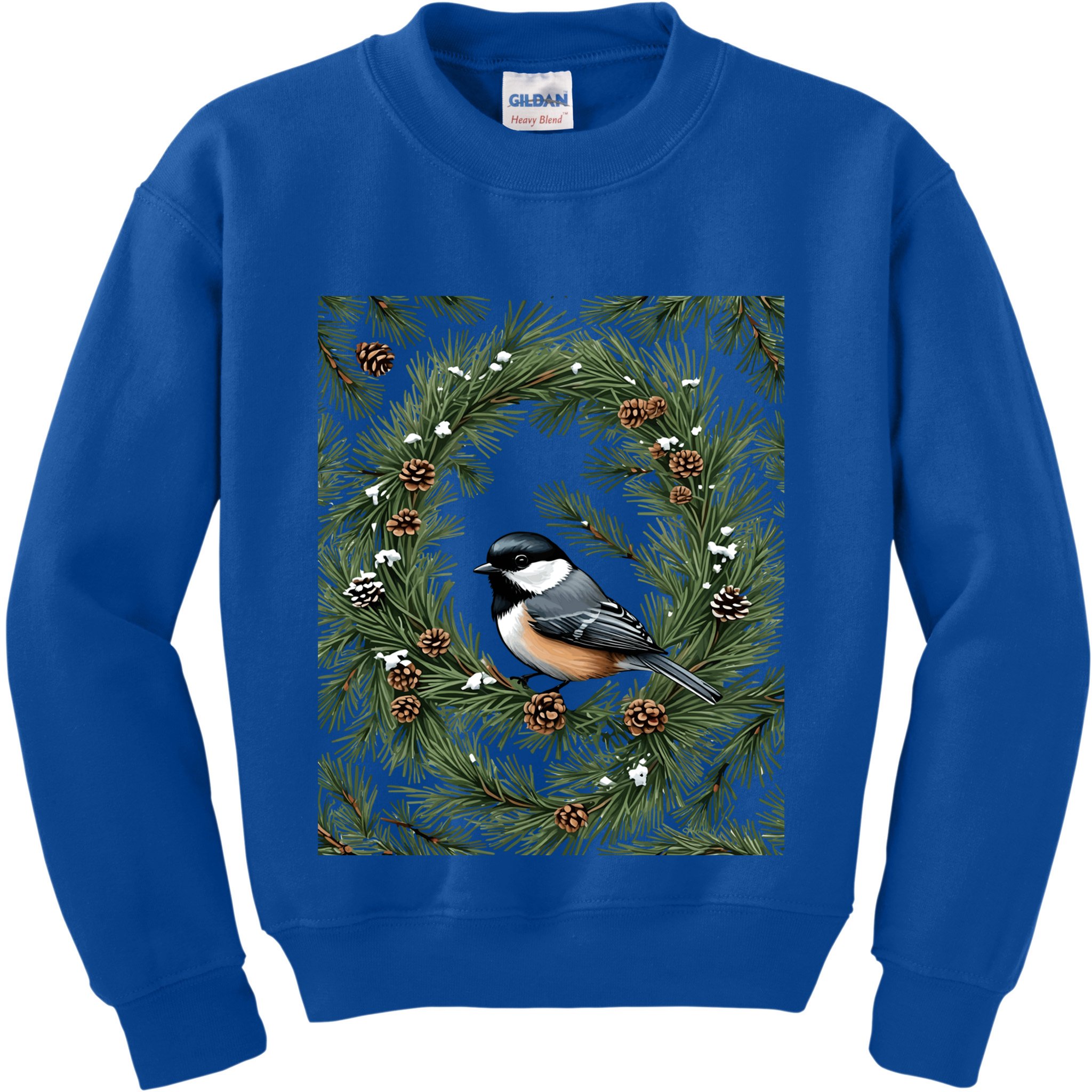 Maine Black Capped Chickadee With Pine Funny Gift Kids Sweatshirt