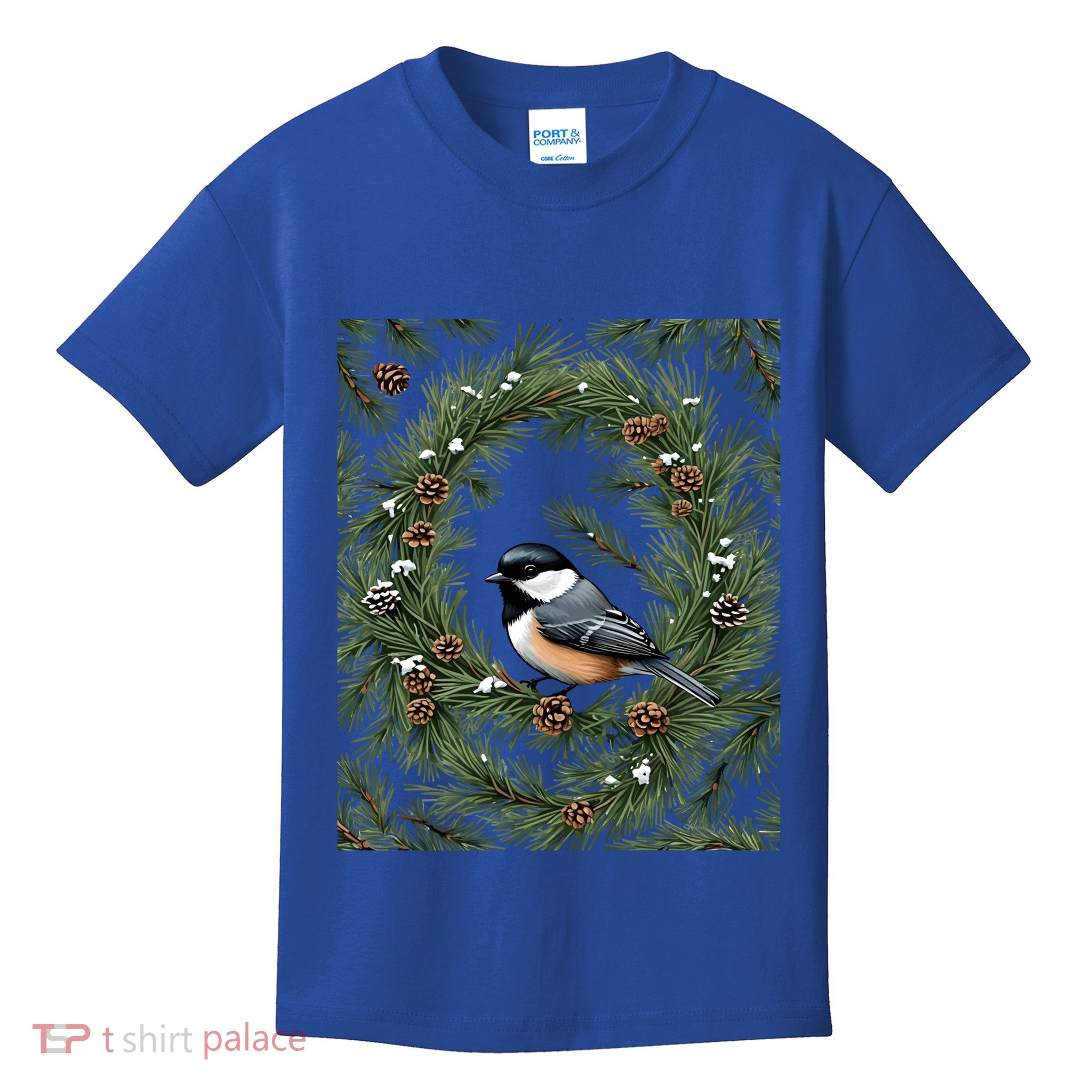 Maine Black Capped Chickadee With Pine Funny Gift Kids T-Shirt