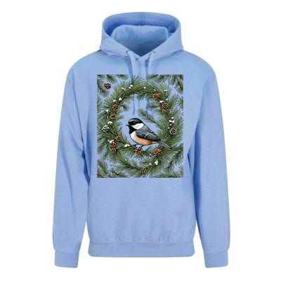 Maine Black Capped Chickadee With Pine Funny Gift Unisex Surf Hoodie