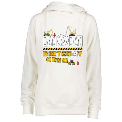 Mom Birthday Crew Construction Family Birthday Party Womens Funnel Neck Pullover Hood