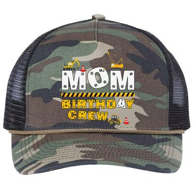 Mom Birthday Crew Construction Family Birthday Party Retro Rope Trucker Hat Cap