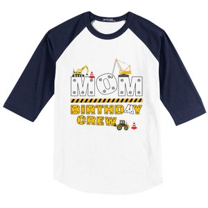 Mom Birthday Crew Construction Family Birthday Party Baseball Sleeve Shirt