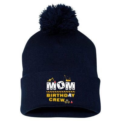 Mom Birthday Crew Construction Family Birthday Party Pom Pom 12in Knit Beanie