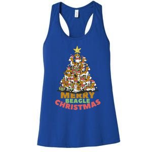 Merry Beagle Christmas Funny Beagle Christmas Tree Gift Women's Racerback Tank