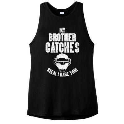 My Brother Catches Baseball Catcher Ladies PosiCharge Tri-Blend Wicking Tank