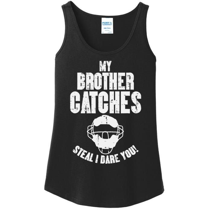 My Brother Catches Baseball Catcher Ladies Essential Tank