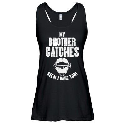 My Brother Catches Baseball Catcher Ladies Essential Flowy Tank