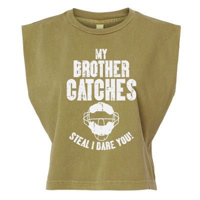 My Brother Catches Baseball Catcher Garment-Dyed Women's Muscle Tee