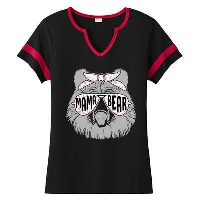 Mama Bear Cute Gift Mom Ladies Halftime Notch Neck Tee