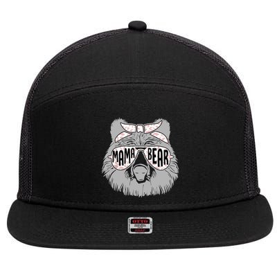 Mama Bear Cute Gift Mom 7 Panel Mesh Trucker Snapback Hat