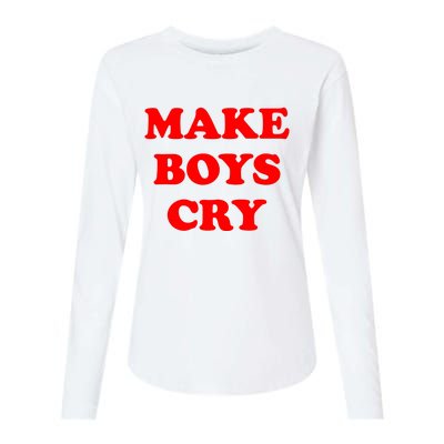 Make Boys Cry Funny Humor Womens Cotton Relaxed Long Sleeve T-Shirt