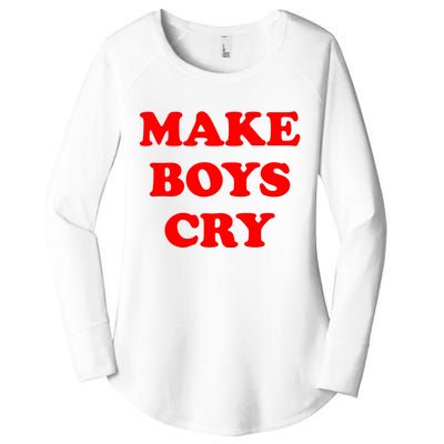 Make Boys Cry Funny Humor Women's Perfect Tri Tunic Long Sleeve Shirt