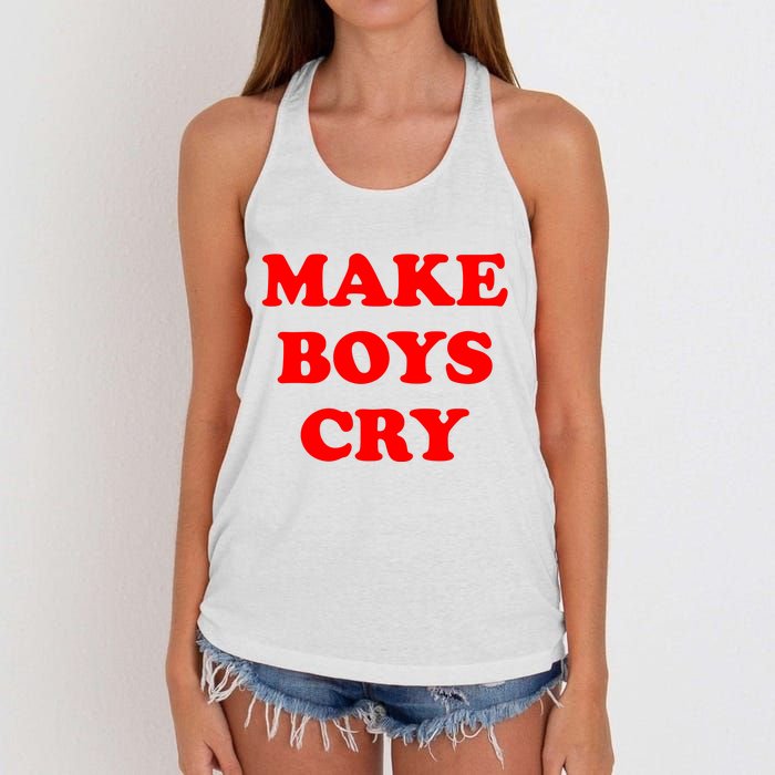 Make Boys Cry Funny Humor Women's Knotted Racerback Tank