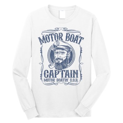 Motor Boat Captain Funny Pontoon Boating Motor Boatin Lake Long Sleeve Shirt