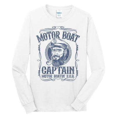 Motor Boat Captain Funny Pontoon Boating Motor Boatin Lake Tall Long Sleeve T-Shirt