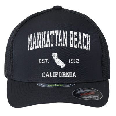 Manhattan Beach California Ca Vintage Sports Design Flexfit Unipanel Trucker Cap