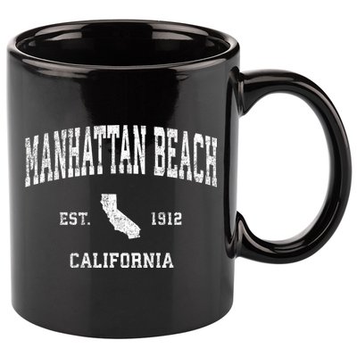 Manhattan Beach California Ca Vintage Sports Design 11oz C Handle Ceramic Mug