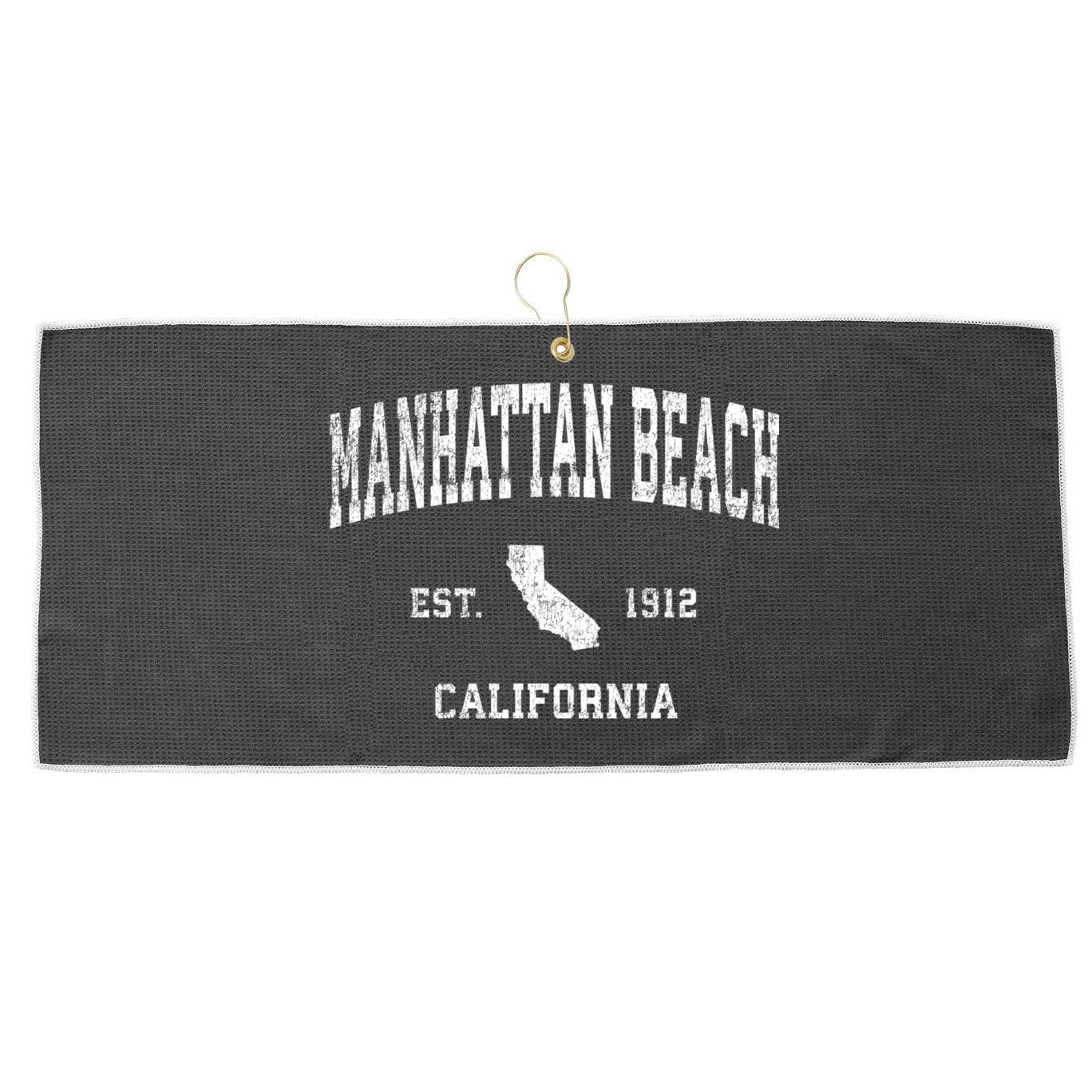 Manhattan Beach California Ca Vintage Sports Design Large Microfiber Waffle Golf Towel