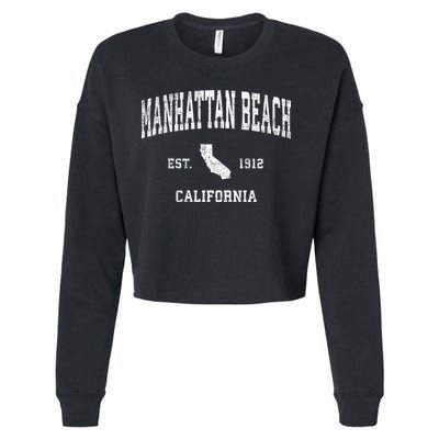 Manhattan Beach California Ca Vintage Sports Design Cropped Pullover Crew