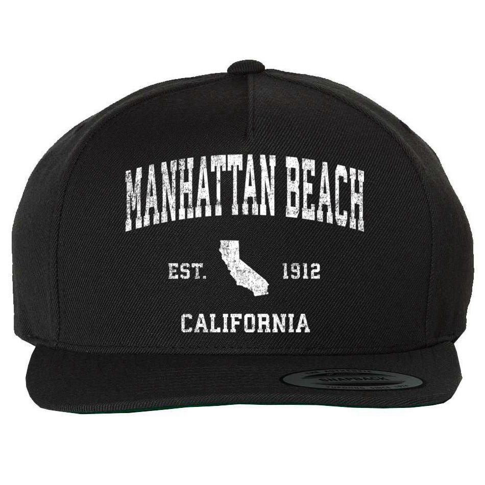 Manhattan Beach California Ca Vintage Sports Design Wool Snapback Cap