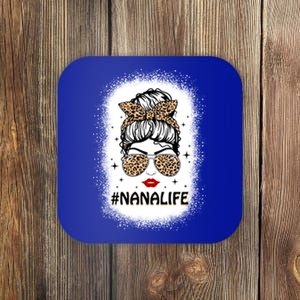 Messy Bun Classy Nana Life Leopard Pattern Shades Bleached Gift Coaster