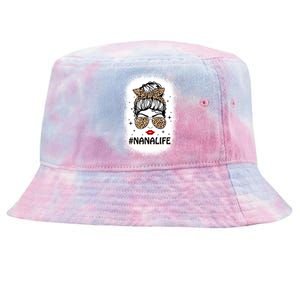 Messy Bun Classy Nana Life Leopard Pattern Shades Bleached Gift Tie-Dyed Bucket Hat