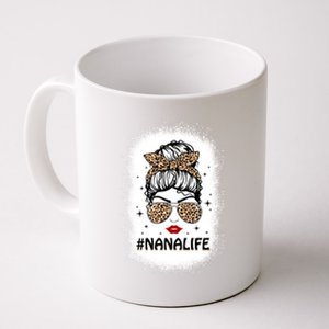 Messy Bun Classy Nana Life Leopard Pattern Shades Bleached Gift Coffee Mug