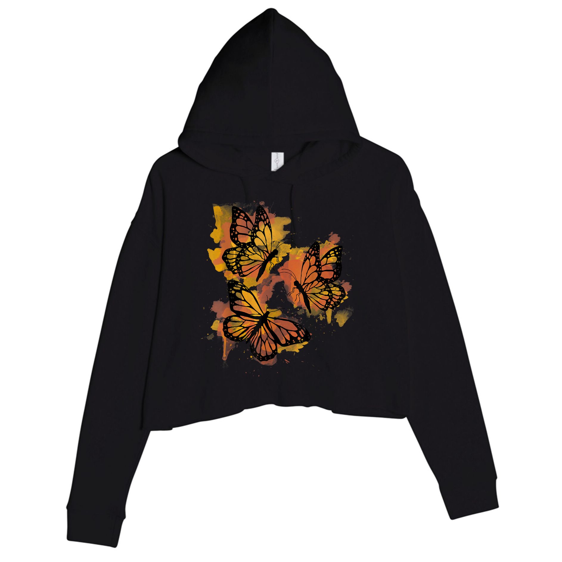 Monarch Butterfly Colourful Butterfly Crop Fleece Hoodie