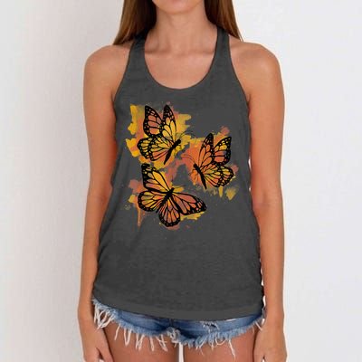 Monarch Butterfly Colourful Butterfly Women's Knotted Racerback Tank