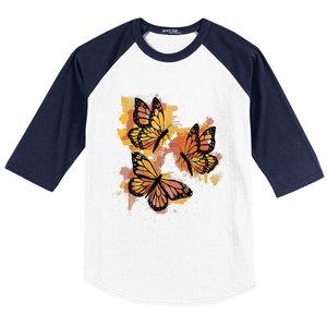 Monarch Butterfly Colourful Butterfly Baseball Sleeve Shirt