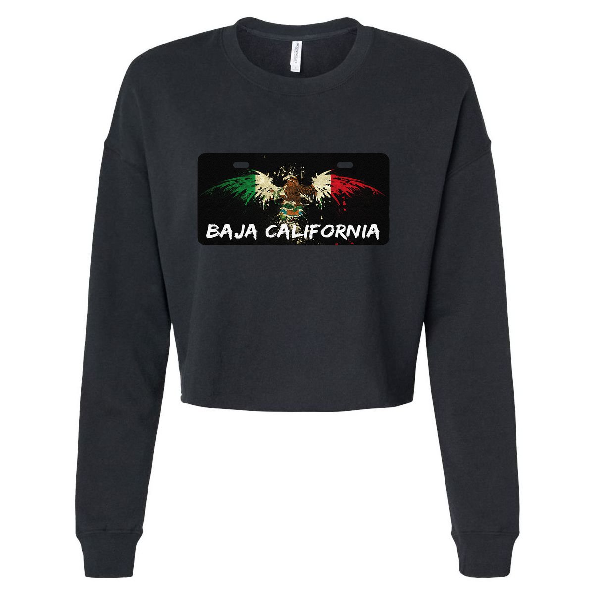 Mexicali Baja California Mexico License Plate Aesthetic Cropped Pullover Crew