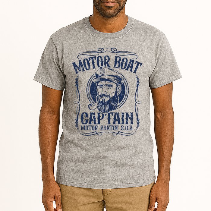 Motor Boat Captain Funny Pontoon Boating Boatin Lake Tall T-Shirt