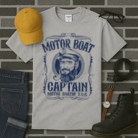 Motor Boat Captain Funny Pontoon Boating Boatin Lake Tall T-Shirt