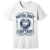Motor Boat Captain Funny Pontoon Boating Boatin Lake Premium T-Shirt
