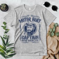 Motor Boat Captain Funny Pontoon Boating Boatin Lake Premium T-Shirt