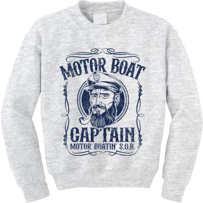 Motor Boat Captain Funny Pontoon Boating Boatin Lake Kids Sweatshirt