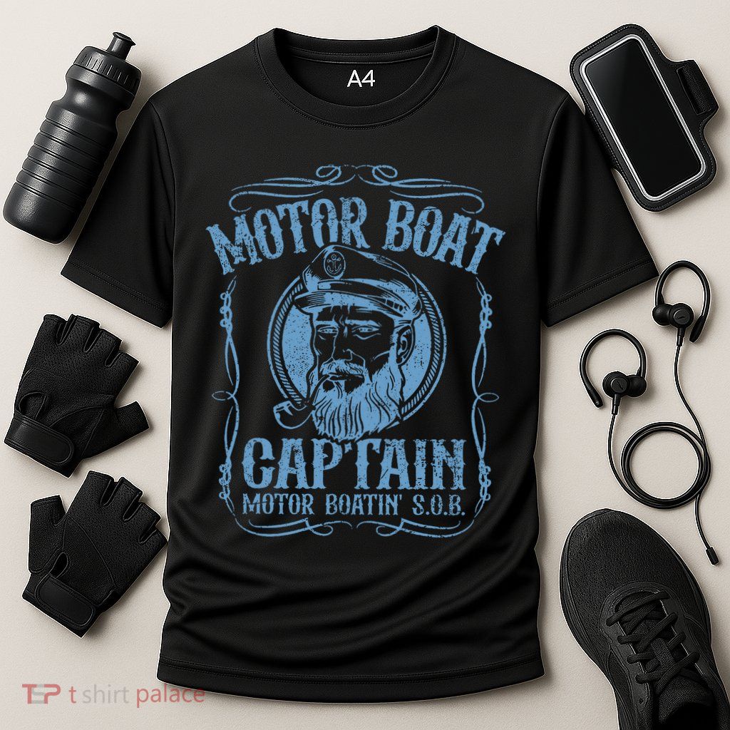 Motor Boat Captain Funny Pontoon Boating Boatin Lake Performance Shirt
