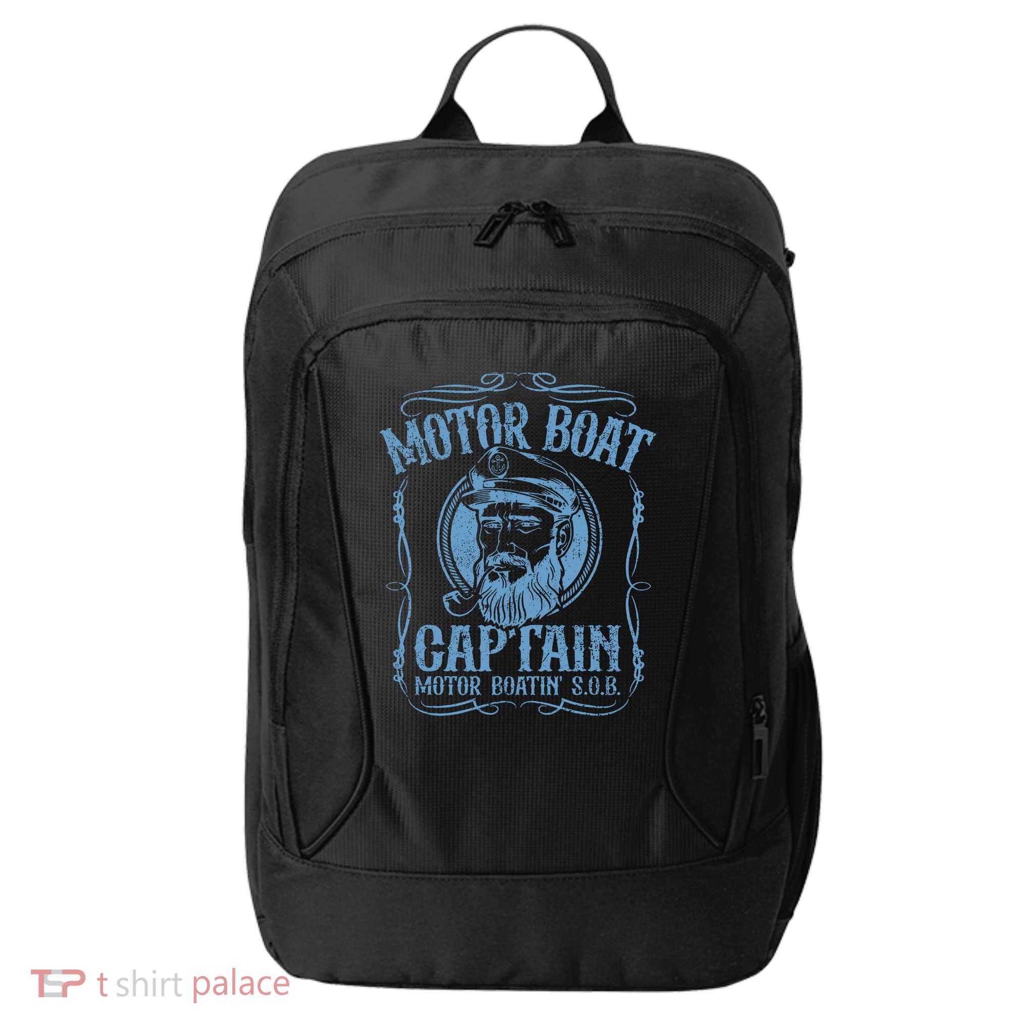 Motor Boat Captain Funny Pontoon Boating Boatin Lake City Backpack