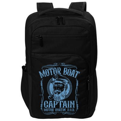 Motor Boat Captain Funny Pontoon Boating Boatin Lake Impact Tech Backpack