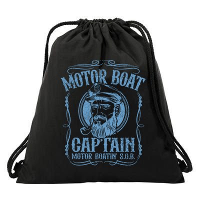 Motor Boat Captain Funny Pontoon Boating Boatin Lake Drawstring Bag