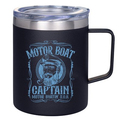 Motor Boat Captain Funny Pontoon Boating Boatin Lake 12oz Stainless Steel Coffee Mug