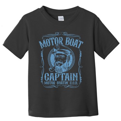 Motor Boat Captain Funny Pontoon Boating Boatin Lake Toddler T-Shirt